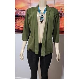 Meaveor Army Green Size L Casual Office Women's Open Blazer Jacket NWT #6